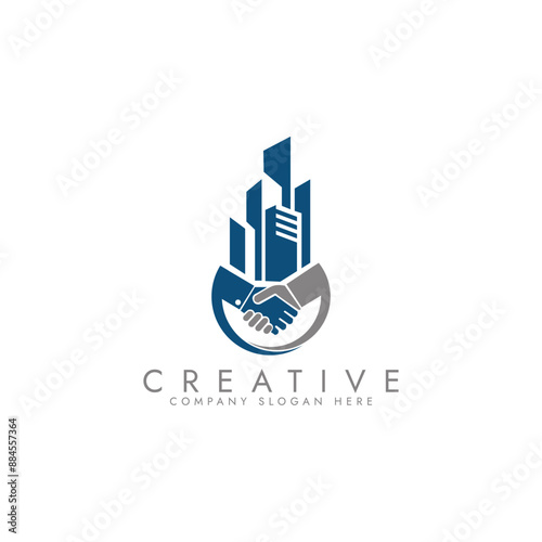 property business logo with handshake vector