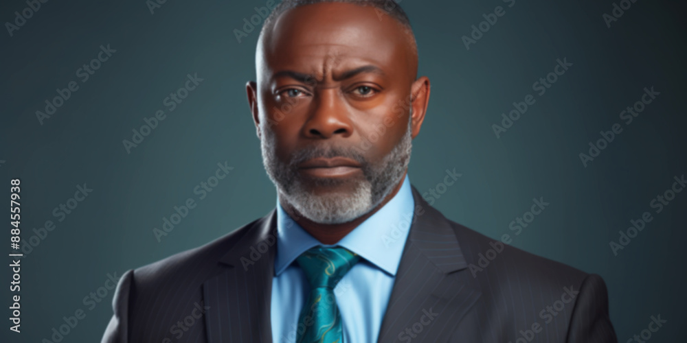 Blurred image serious man in dark suit with gray beard Blurred image serious man in dark suit with gray beard