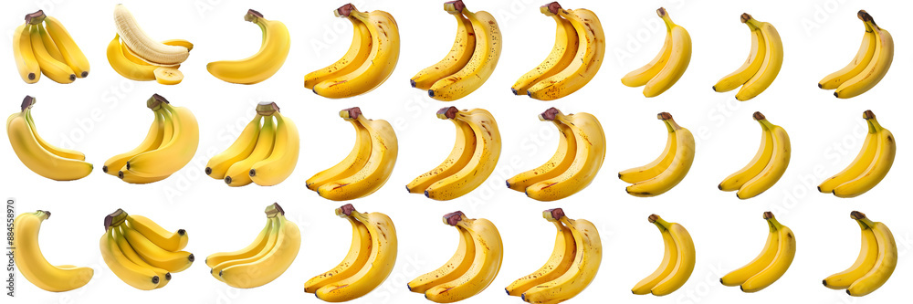 Banana collection isolated on a white background, png Banana collection isolated on a white background, png
