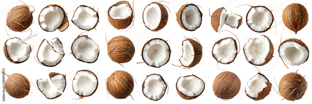 Coconut collection isolated on a white background, png Coconut collection isolated on a white background, png