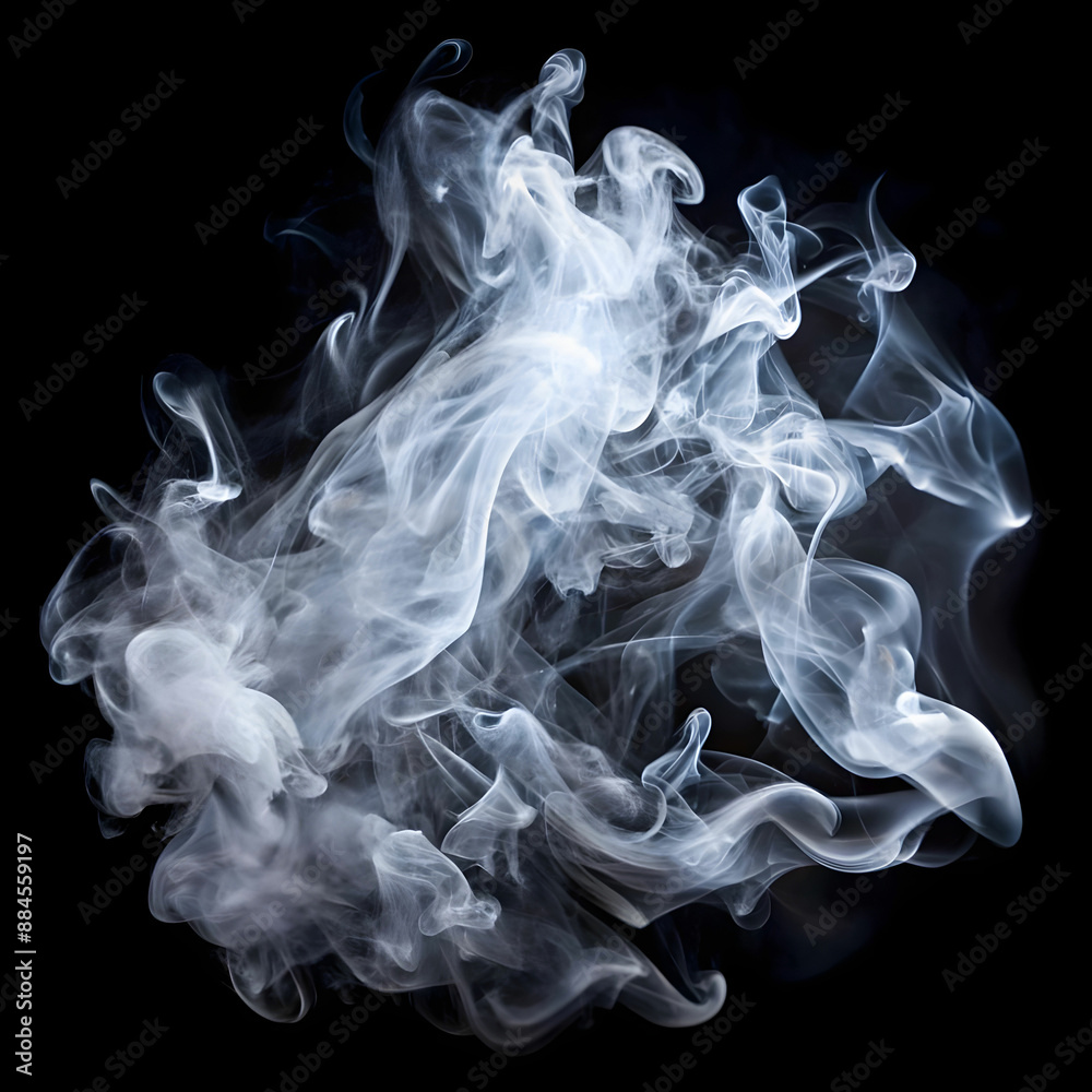 Fototapeta premium white smoke fragments on black background