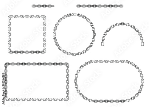 Chain Link Frame Border Template Clipart - Circle, Square, Rectangle, Ellipse Oval and Line Transparent Outlines