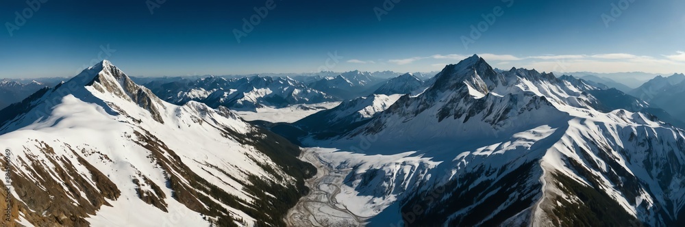 Obraz premium detailed panoramic view of a snowy mountain range background