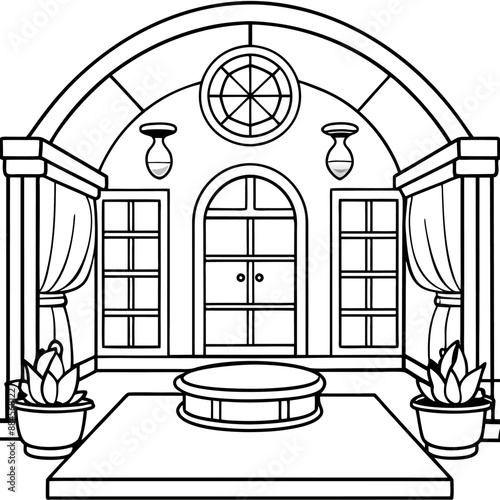 Cute Bedroom Coloring Page Illustration vector