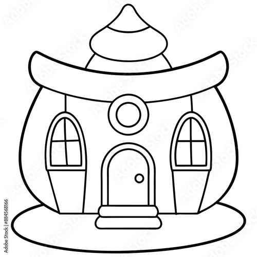 Cute Bedroom Coloring Page Illustration vector