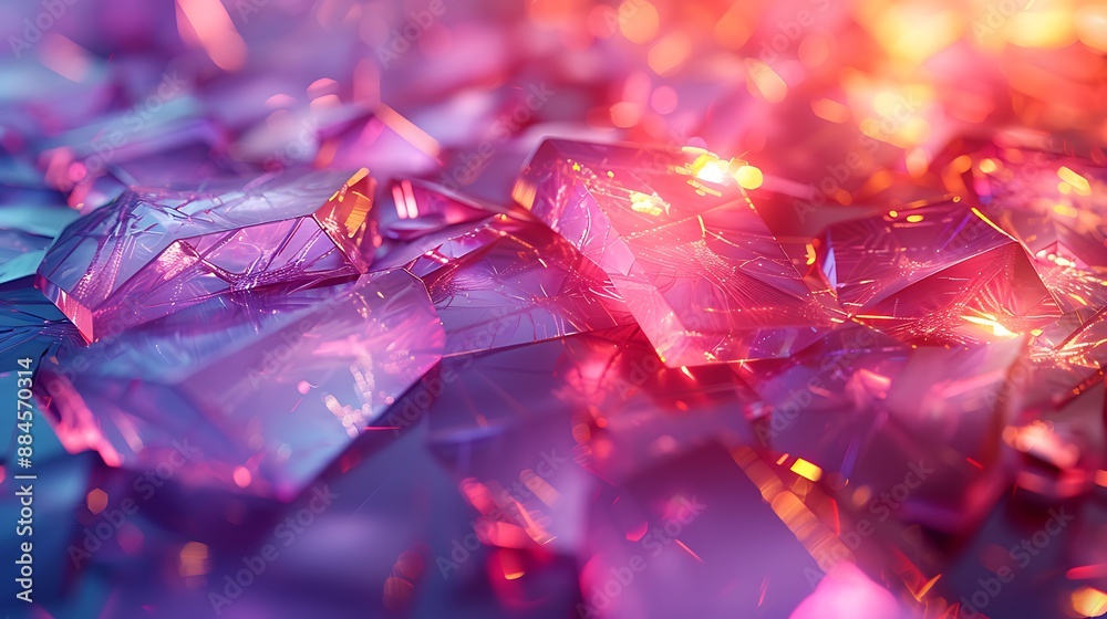 Abstract texture featuring a holographic background with shards of glass reflecting vibrant pink and purple colors. Trendy and magical pattern with an abstract, otherworldly feel. Abstract texture featuring a holographic background with shards of glass reflecting vibrant pink and purple colors. Trendy and magical pattern with an abstract, otherworldly feel.