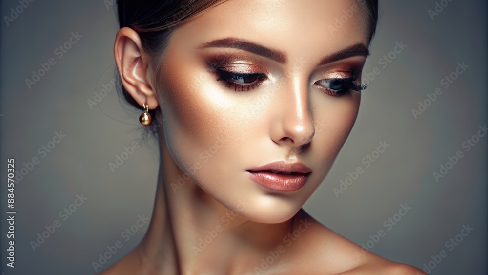 Fototapeta premium Minimalist makeup with a focus on glowing skin