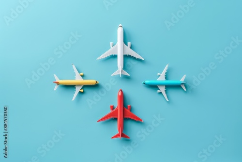 Minimalist white airplane on a blue background, symbolizing modern air travel.