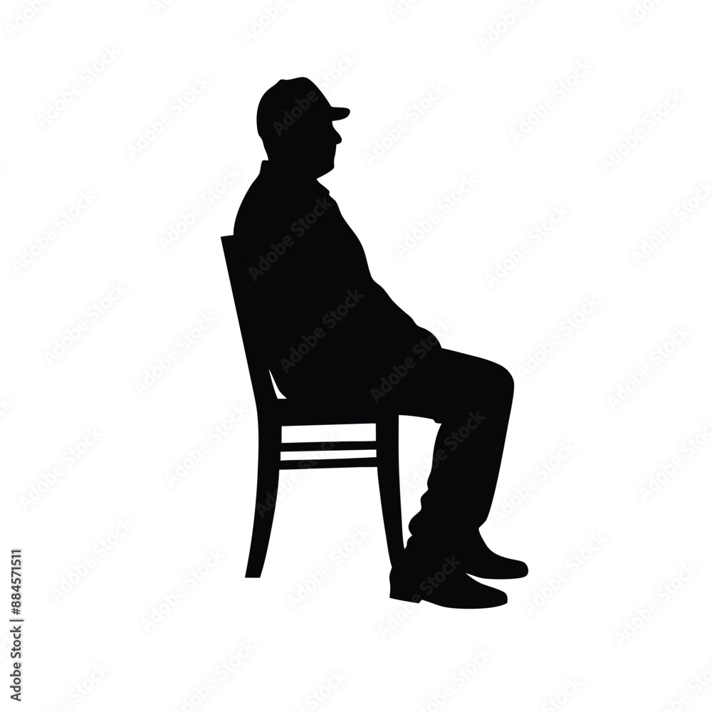 Obraz premium man sitting on a chair, black color silhouette, isolated white background