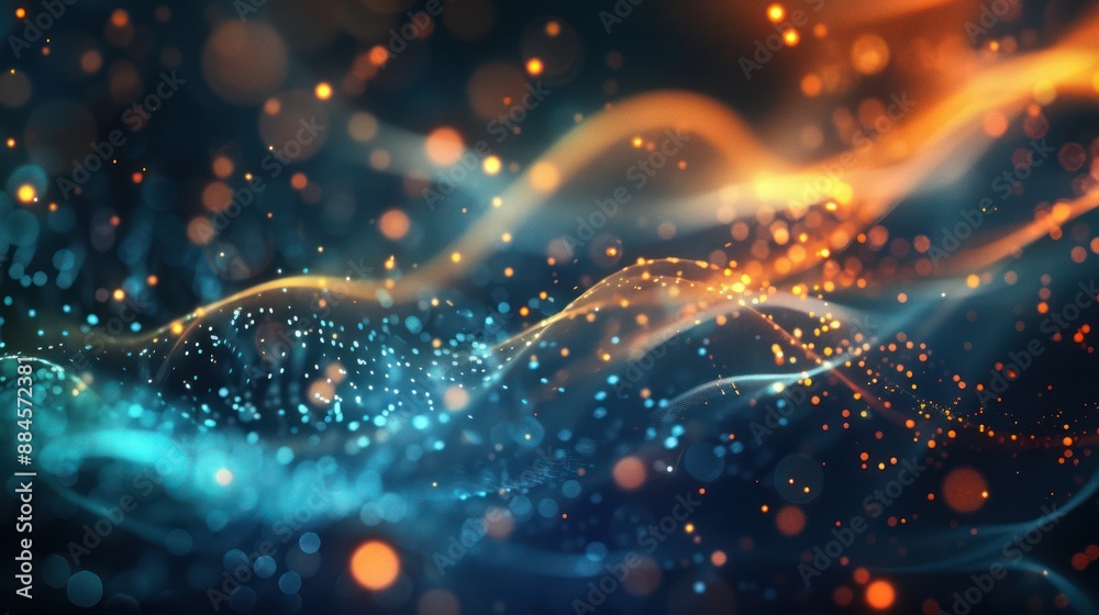 Abstract Wavy Pattern with Glowing Particles Abstract Wavy Pattern with Glowing Particles