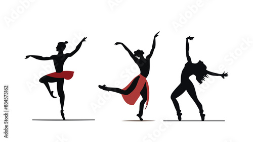 Dancing silhouette on transparency background. Vector silhouettes of girls dancing in different positions, Woman dancing silhouette vector illustration.