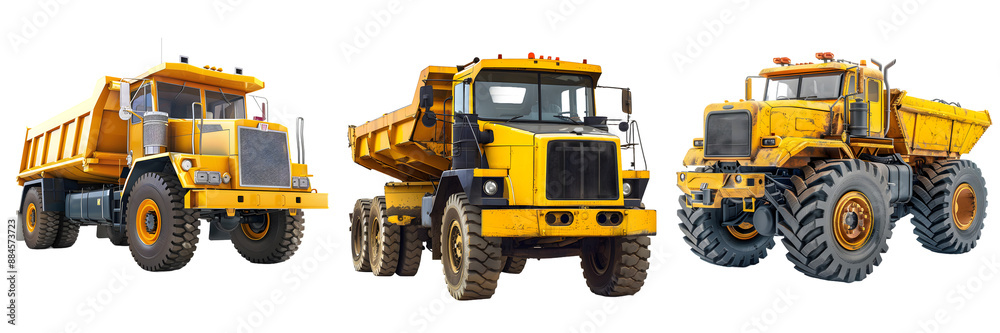 Heavy duty yellow dump truck isolated on a white background, png Heavy duty yellow dump truck isolated on a white background, png