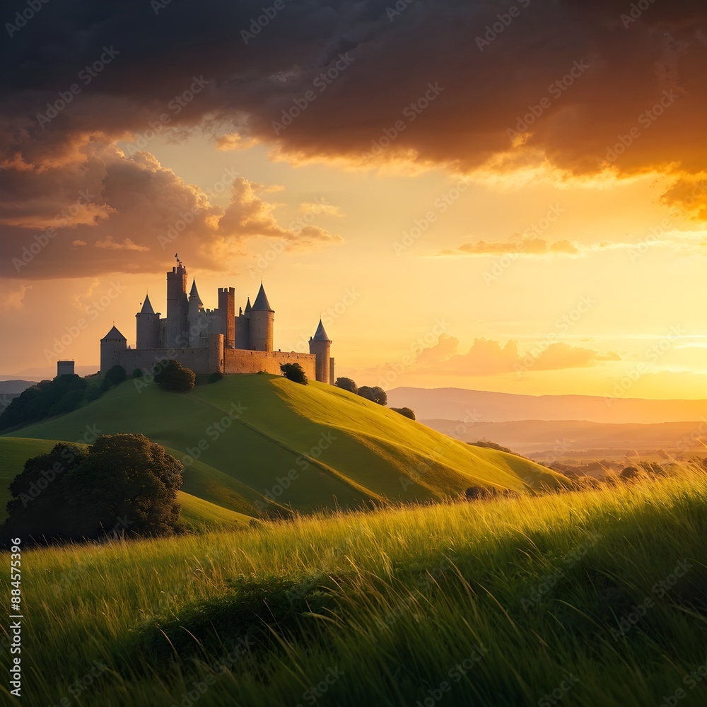 Obraz premium sunset over the castle