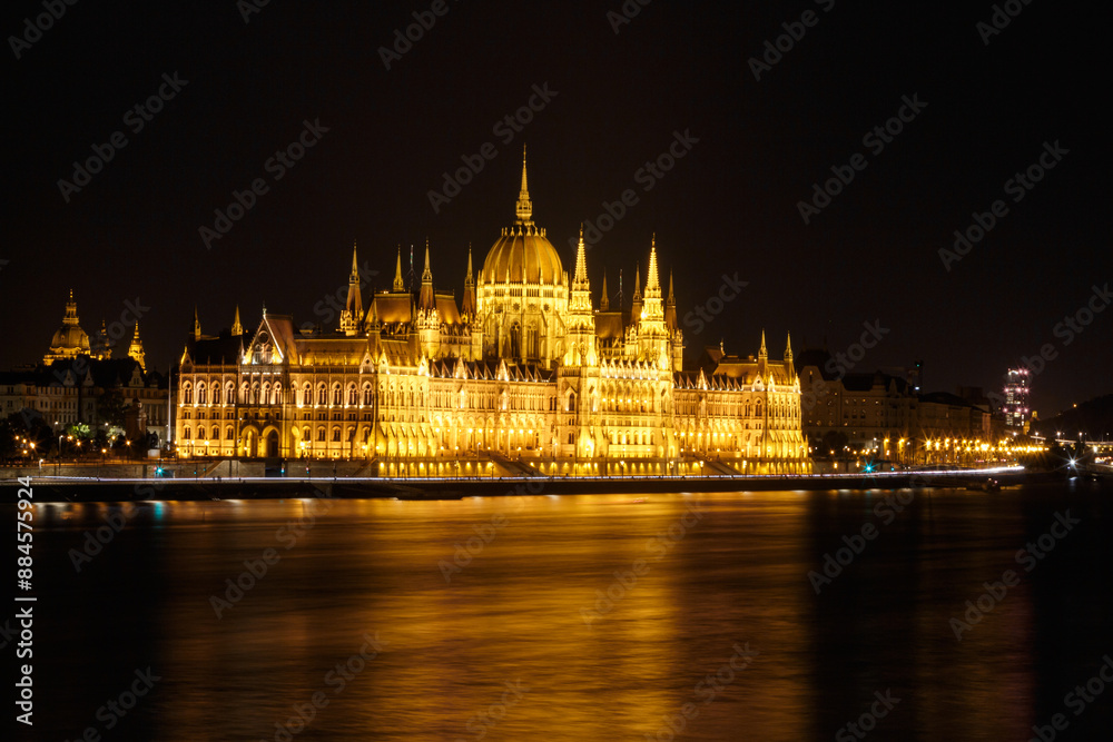 Hungarian parliament building at night city Hungarian parliament building at night city