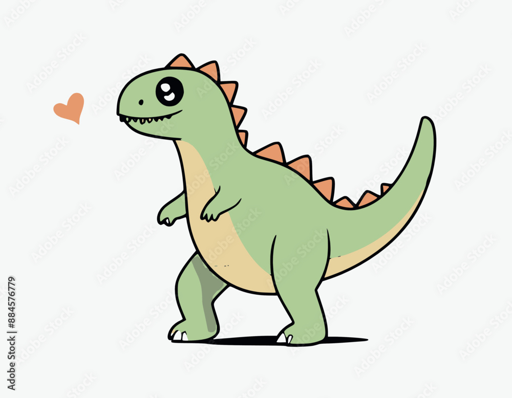 Fototapeta premium Cute dinosaur cartoon character vector illustration. Cute cartoon dinosaur. 