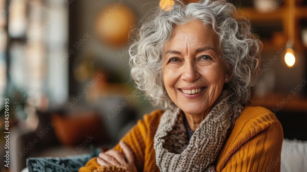 happy senior woman smiling at home ai generated happy senior woman smiling at home ai generated