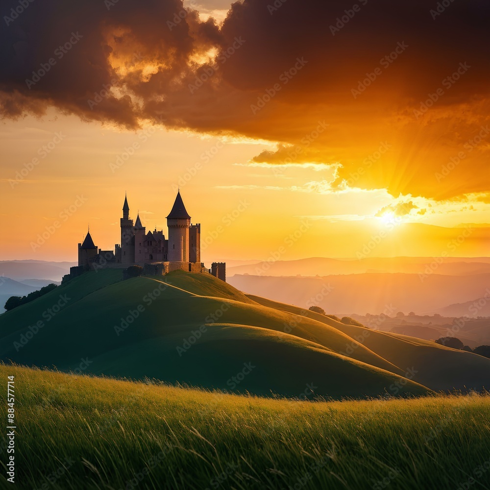 Obraz premium sunset over the castle