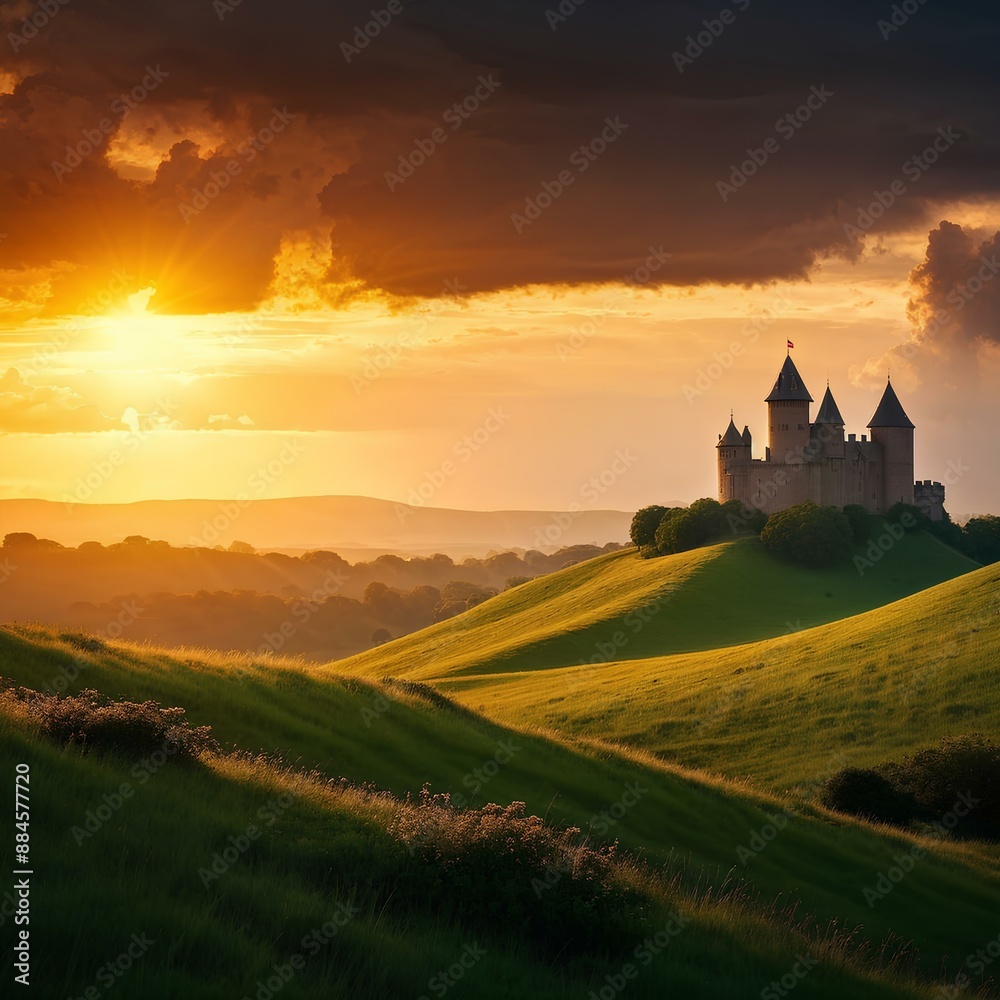 Fototapeta premium sunset over the castle