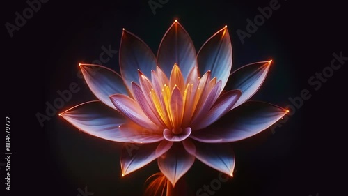 Fantasy flower on a black background, seamless looping