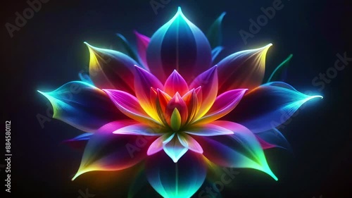 Fantasy flower on a black background, seamless looping