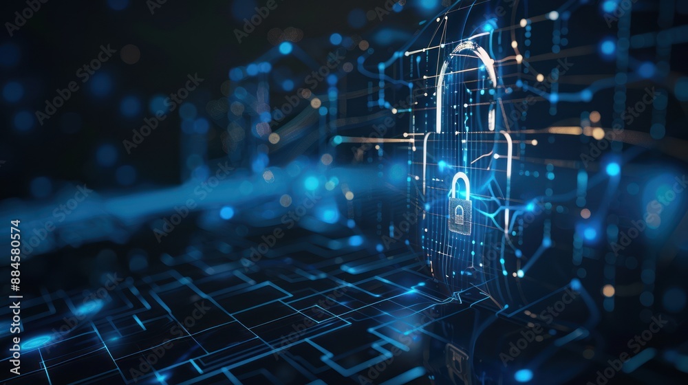 Fototapeta premium Cybersecurity: Protecting Data with Digital Locks