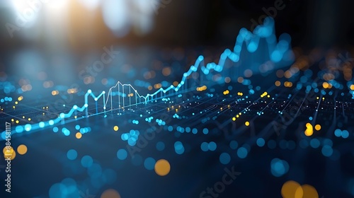 Modern depiction of a line graph in deep blue hues against a neutral background, illustrating incremental market growth. Perfect for financial reports and analytics.