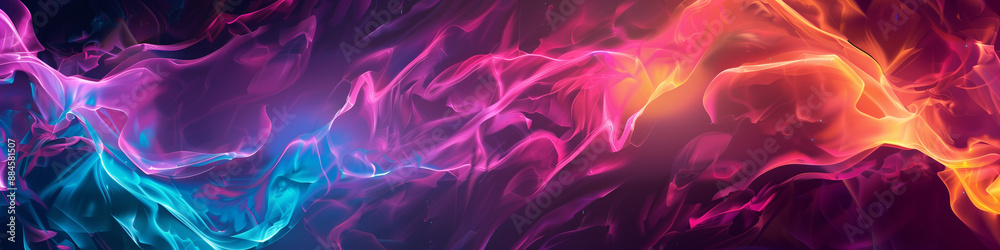 Abstract technology art Futuristic background energy wave shape lines. Place for text graphics concept design. Template poster invitation flyer banner email header. Horizontal. Generative Ai content