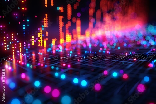 An abstract and modern AI-generated image of an economical stock market graph in vibrant colors, symbolizing financial growth and decline.