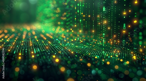 An abstract digital growth graph background in vivid green and yellow tones, symbolizing advancement and achievement. Ideal for business and technology concepts.