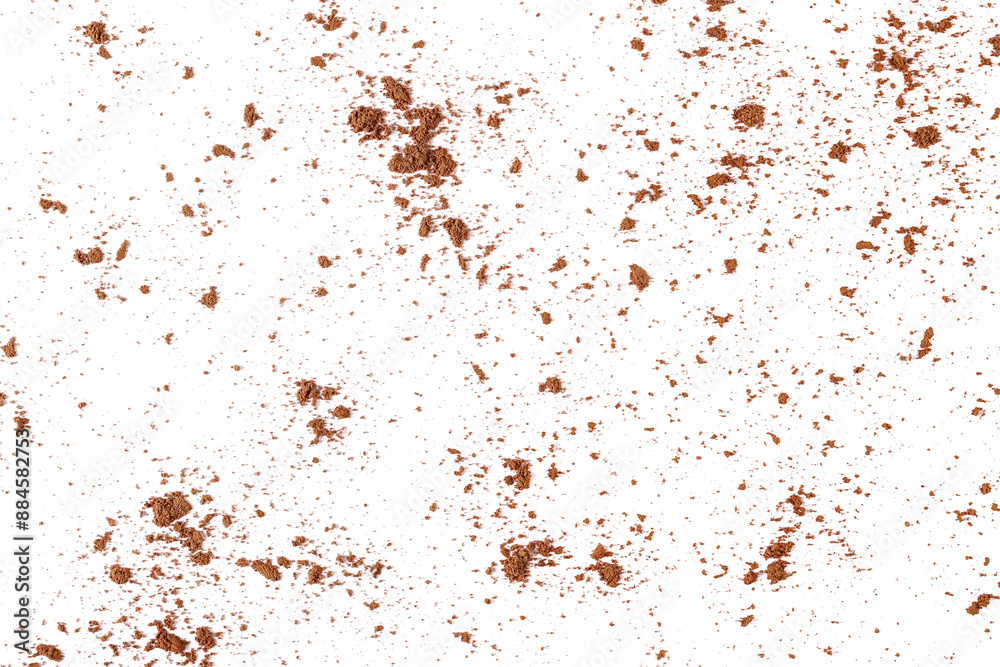 Cocoa powder scattered isolated on white background and texture Cocoa powder scattered isolated on white background and texture