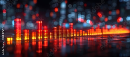 An engaging bar graph illustrating an impressive rise in stock values, featuring bars shifting from rich red to bright yellow, signaling exceptional market performance.