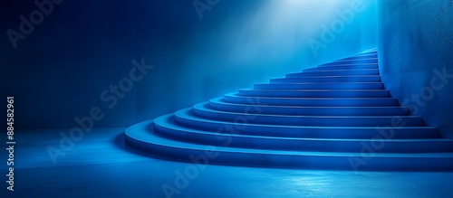 An elegant side view of a modern bar graph in striking shades of sapphire blue, presenting data with a sleek and minimalist design.