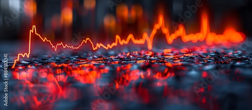 An insightful line graph depicting a consistent rise in stock prices, highlighted with bold red and orange hues to signify lucrative investment opportunities.