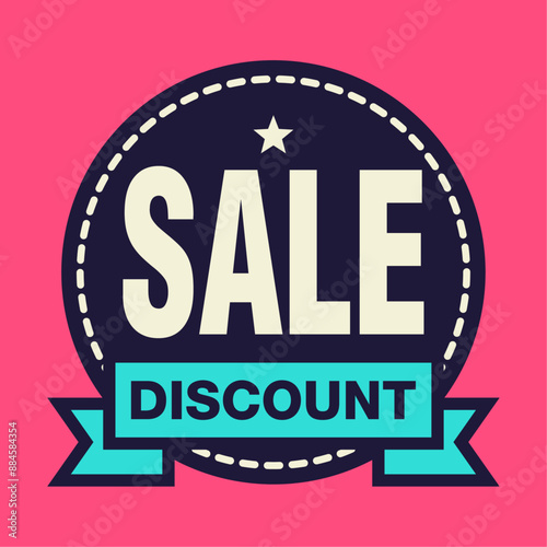 This vibrant sign features the word "SALE" prominently with a "DISCOUNT" tag below. The eye-catching design is perfect for promoting sale events and special offers in retail environments.