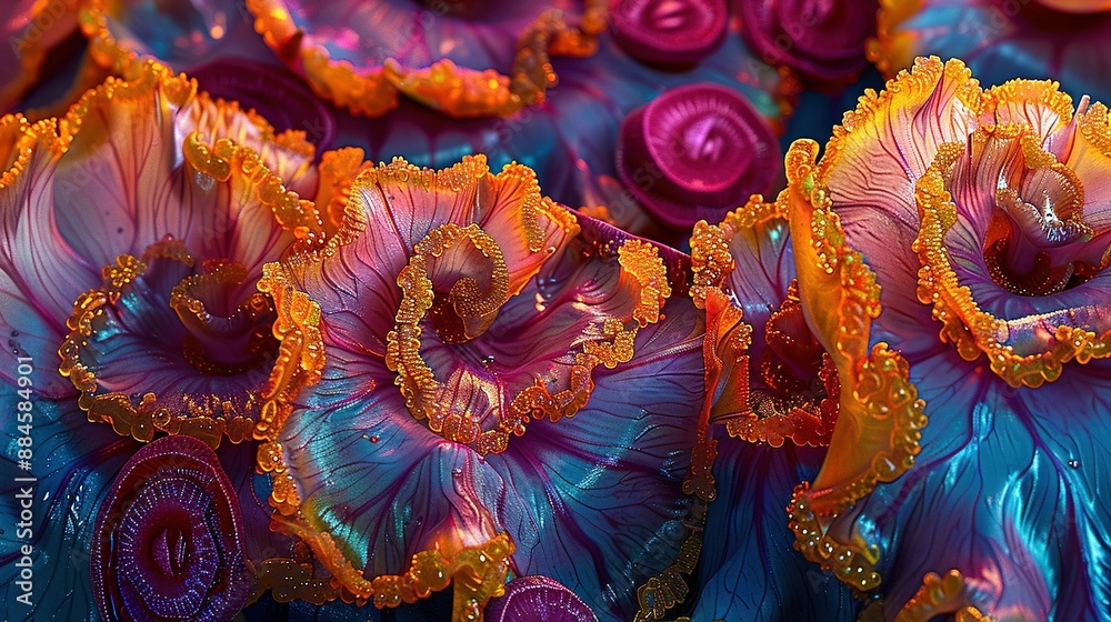 Fototapeta premium A close-up of a bouquet of flowers with droplets of water on their petals