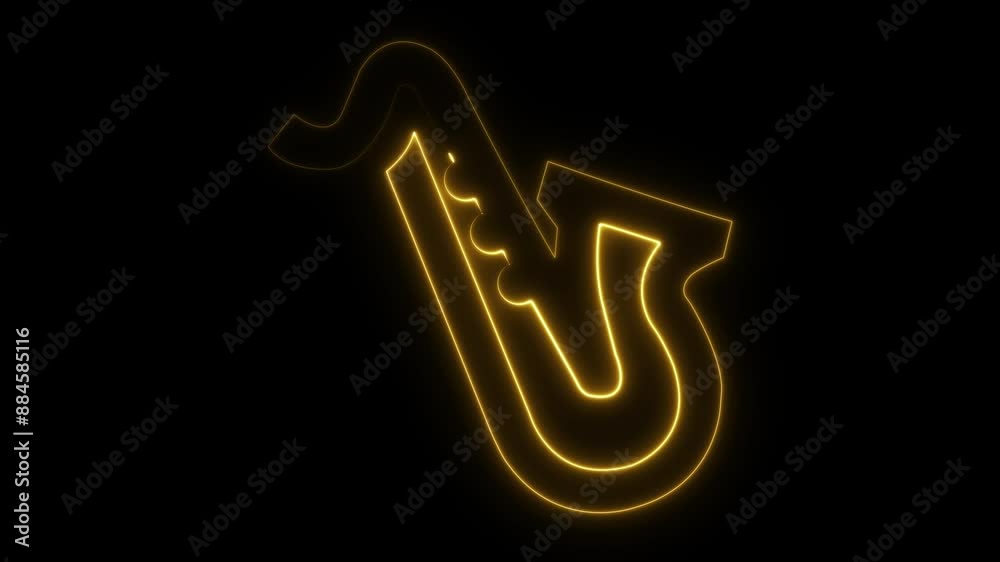 Neon saxophone. Line art. Glowing neon line. Musical instrument. Isolated on black background. Sax Music. Concert and bar animation. Party. Saxophone player. Brass instrument. Sax music. Music art.
Neon saxophone. Line art. Glowing neon line. Musical instrument. Isolated on black background. Sax Music. Concert and bar animation. Party. Saxophone player. Brass instrument. Sax music. Music art.
