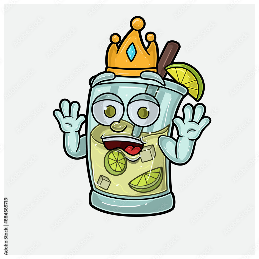 Mojito Mascot Character Cartoon With Shocked expression. For brand, label, packaging and product.