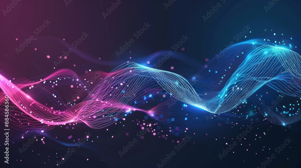 Obraz premium Abstract Digital Waves with Neon Glow