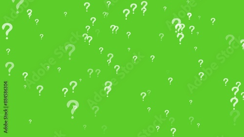 Question mark whirl large size effect particle element on the green screen background concept what when where why and how to