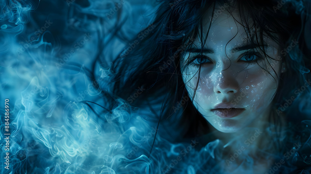 Mystical Woman in Blue Smoke Mystical Woman in Blue Smoke