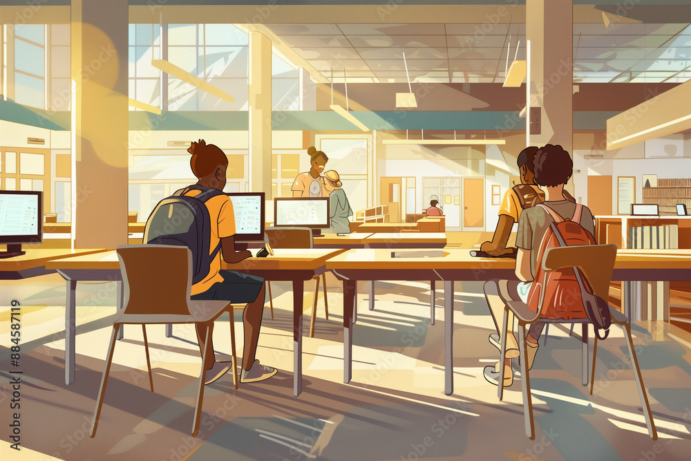 A group of students are sitting at desks in a classroom A group of students are sitting at desks in a classroom
