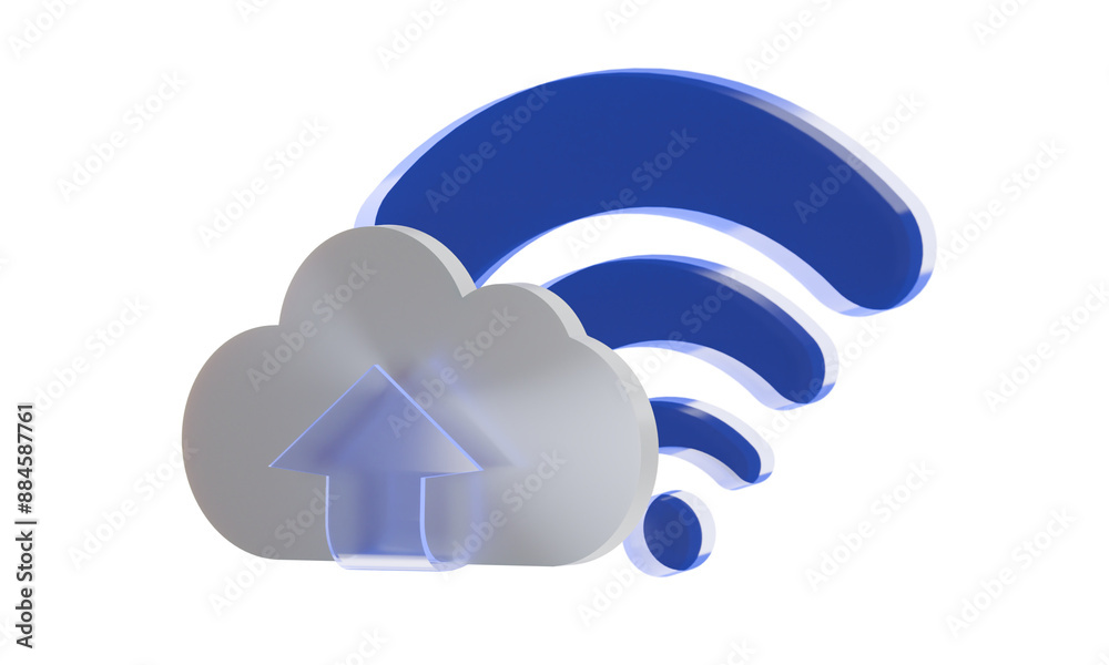 3D Rendered PNG Icons: WiFi and RSS Signs with Cloud Upload 3D Rendered PNG Icons: WiFi and RSS Signs with Cloud Upload
