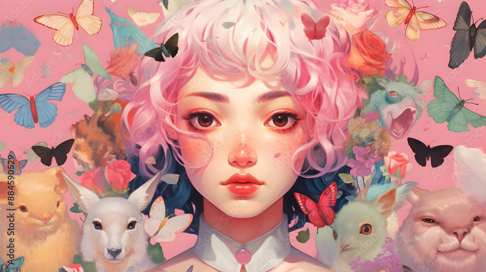 Fantasy Portrait with Butterflies Fantasy Portrait with Butterflies