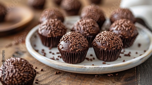 Closeup of Chocolate Balls on Plate