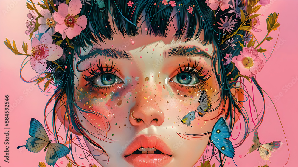 Whimsical Portrait with Butterflies Whimsical Portrait with Butterflies