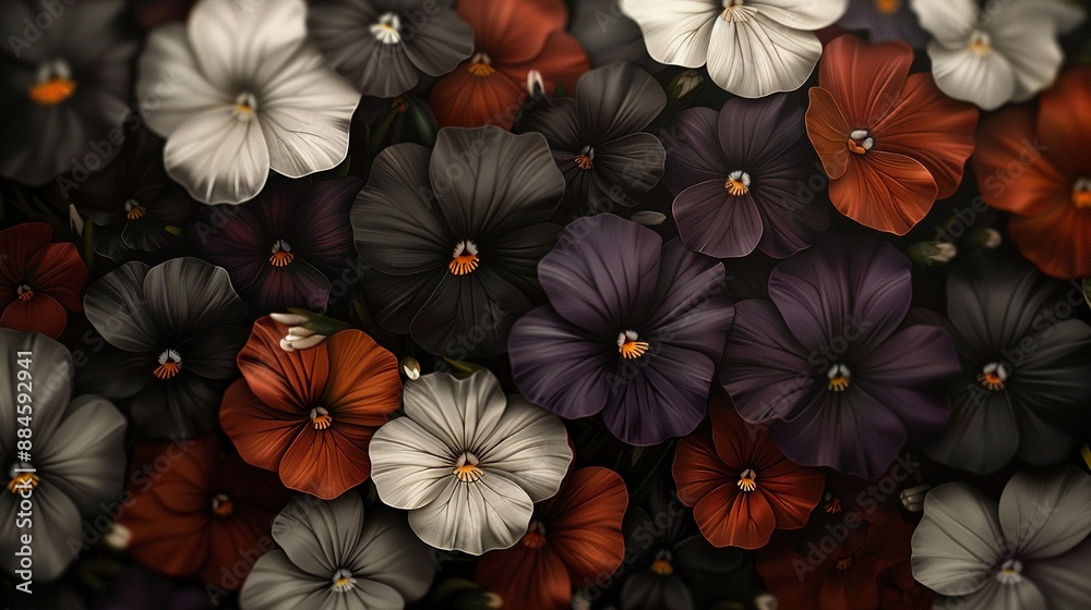 Close-up of a bouquet of red, white, and purple flowers arranged together Close-up of a bouquet of red, white, and purple flowers arranged together