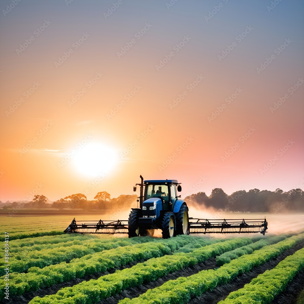 Fototapeta premium Tractor working on field. Agriculture