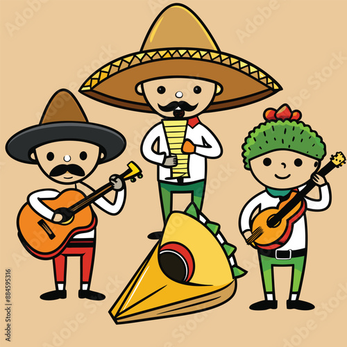 Traditional Mexican Food character illustrations 