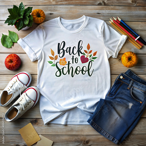 back to school t-shirt mockup GENARET BY AI photo