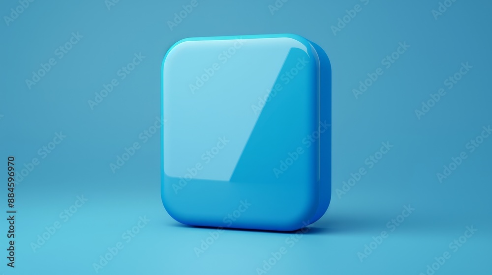 Squared blue mobile app icon with round corners, 3D style Squared blue mobile app icon with round corners, 3D style